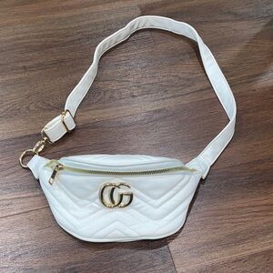 White Quilted Belt Bag